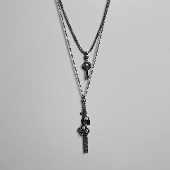 henri bendel Jewelry - Henri Bendel Silver Double Key Necklace
